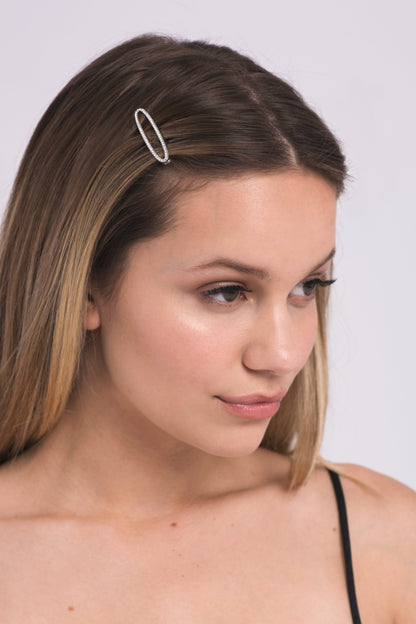 Oval Rhinestone Barrette Barrette Soho Style