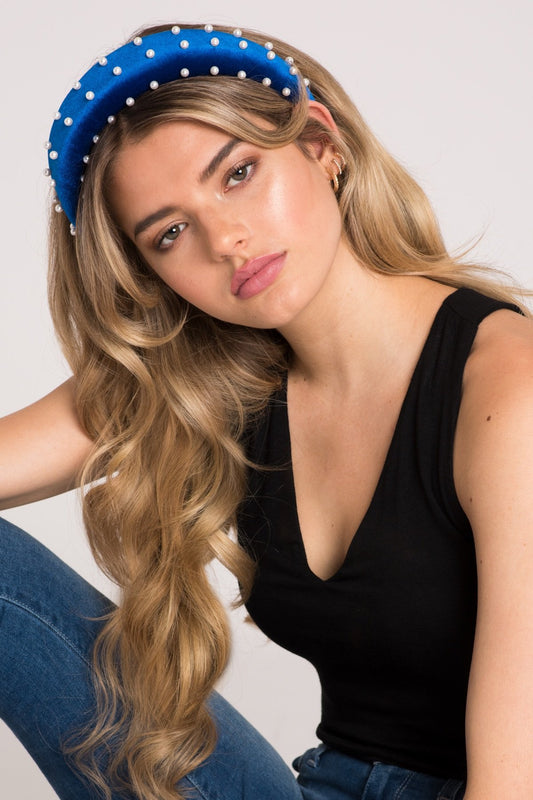 Pearl Embelished Padded Velvet Headband Headband 2019