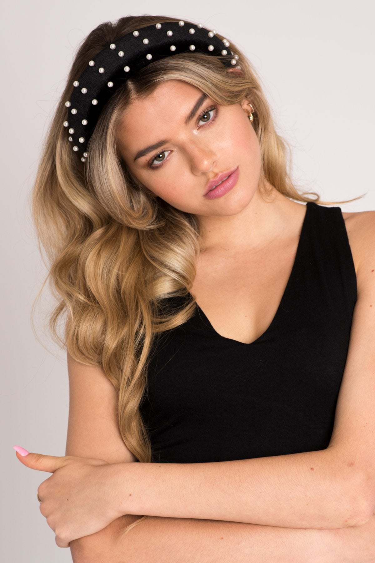 Pearl Embelished Padded Velvet Headband Headband 2019