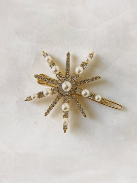 Crystals And Pearls Starburst Barrette