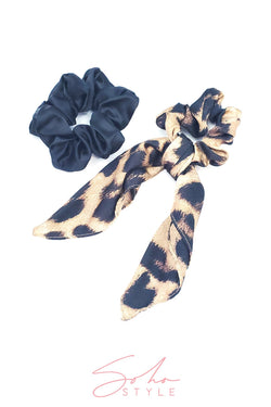 Leopard Bow Scrunchie and Hair Super Scrunchie Set Hair Accessorie Soho Style