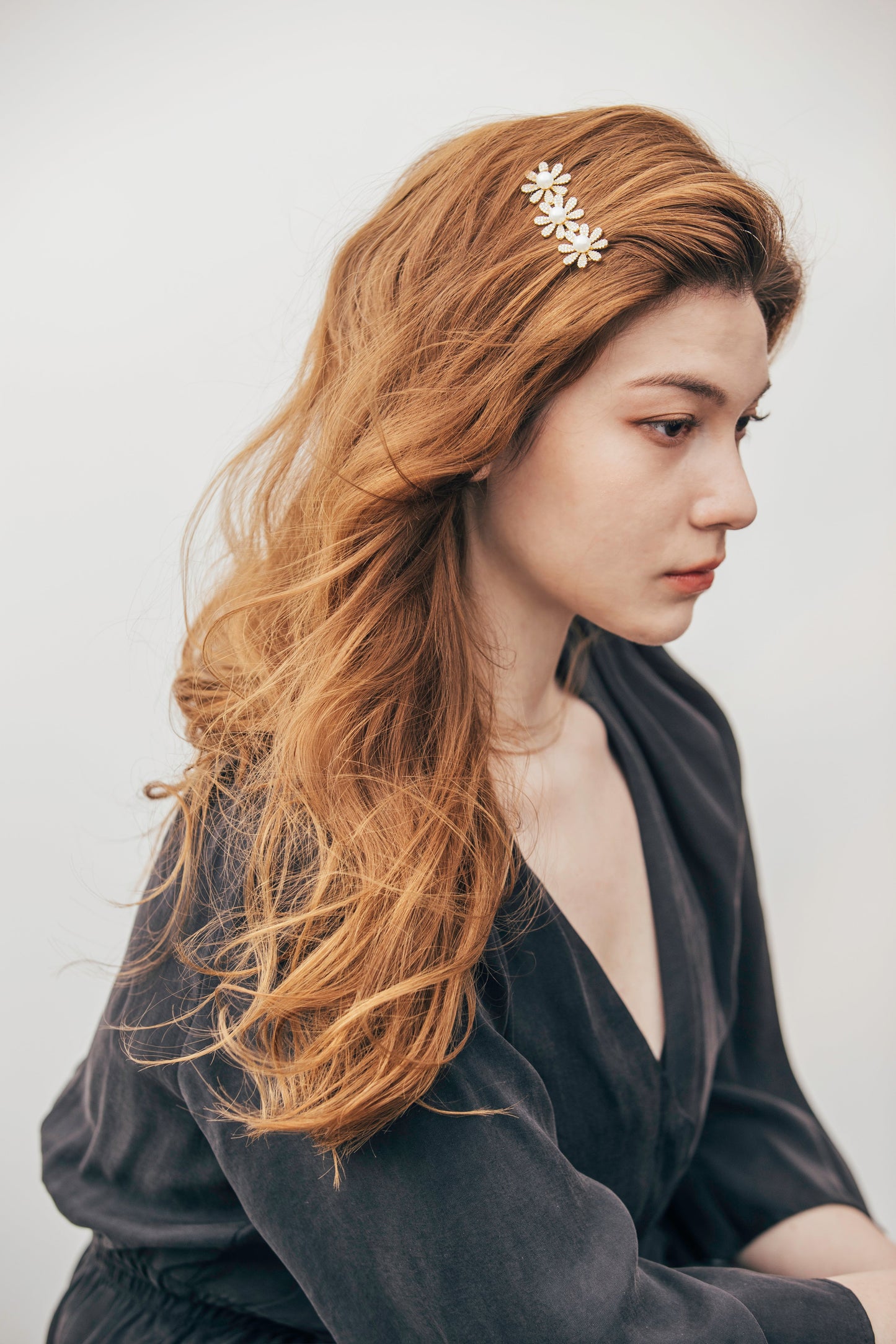 Dandelion pearl flower stone barrettes Barrette Soho Style