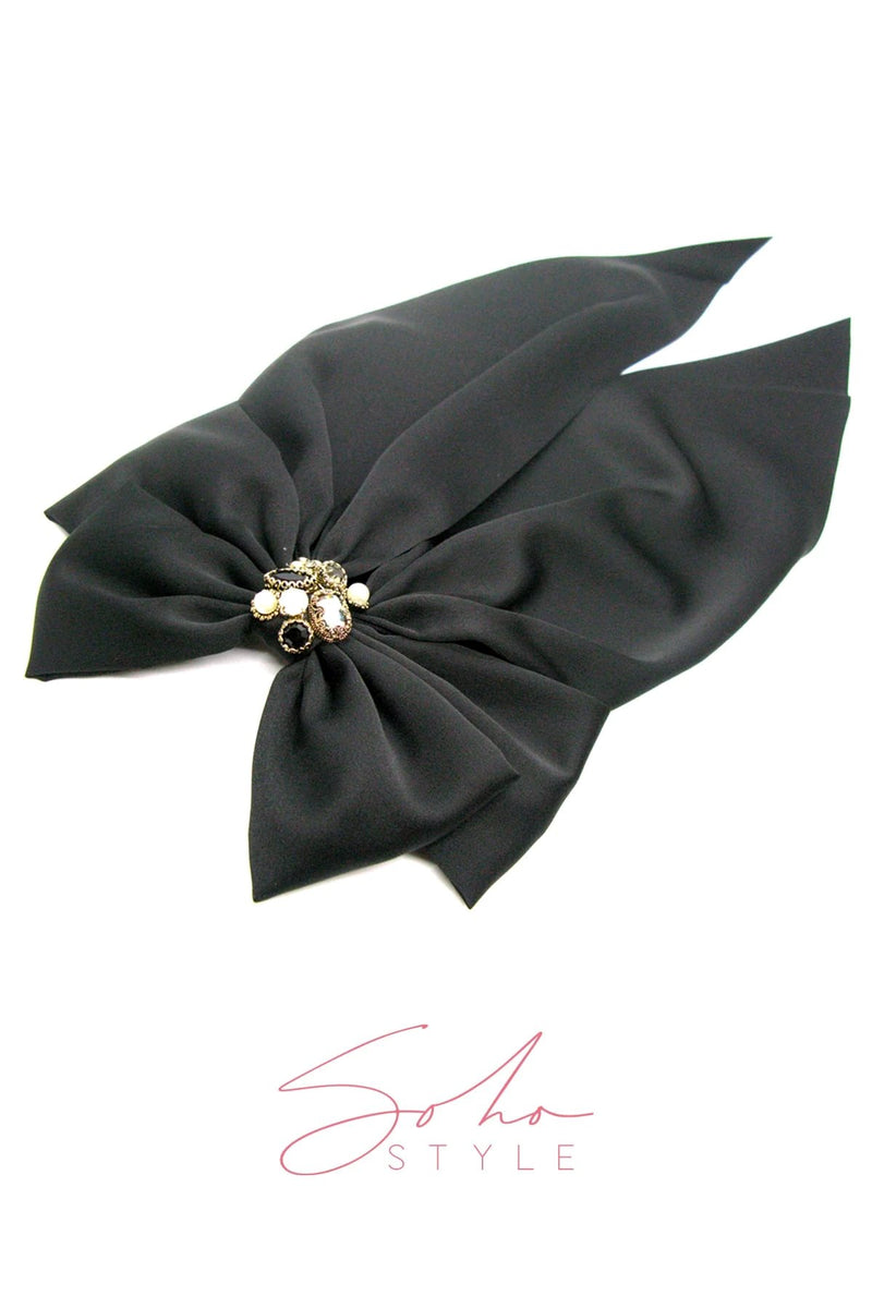 Dark black pearl ribbon Barrettes Barrette Soho Style