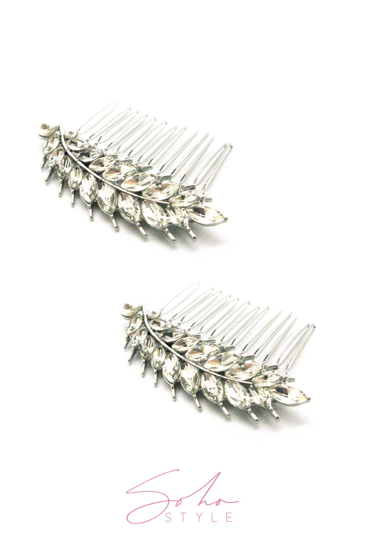 Crystal Feather Burst Hair Comb Hair Comb Soho Style