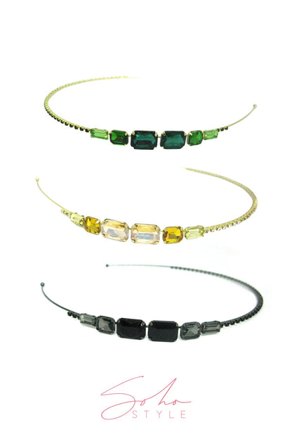 Metal Square Colorful Glass Crystal Decor Headband headband Soho Style