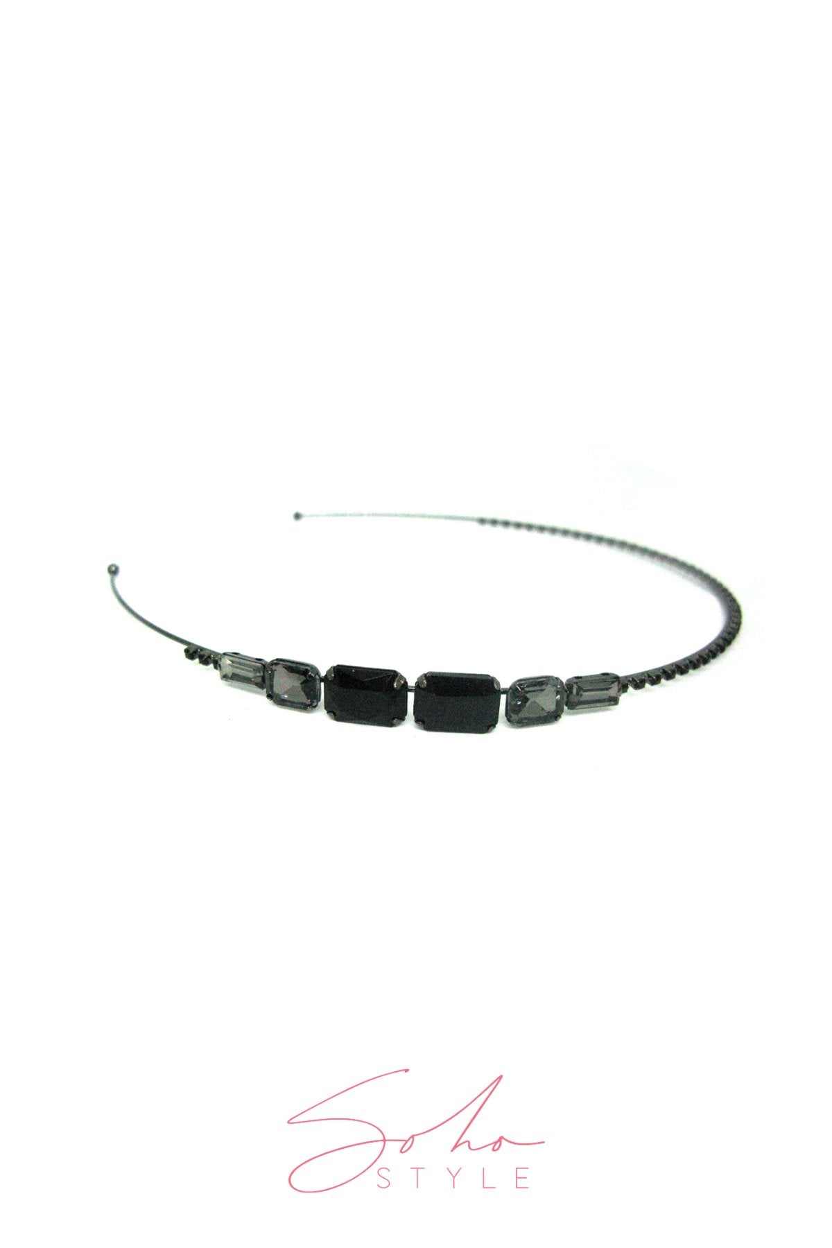 Metal Square Colorful Glass Crystal Decor Headband headband Soho Style