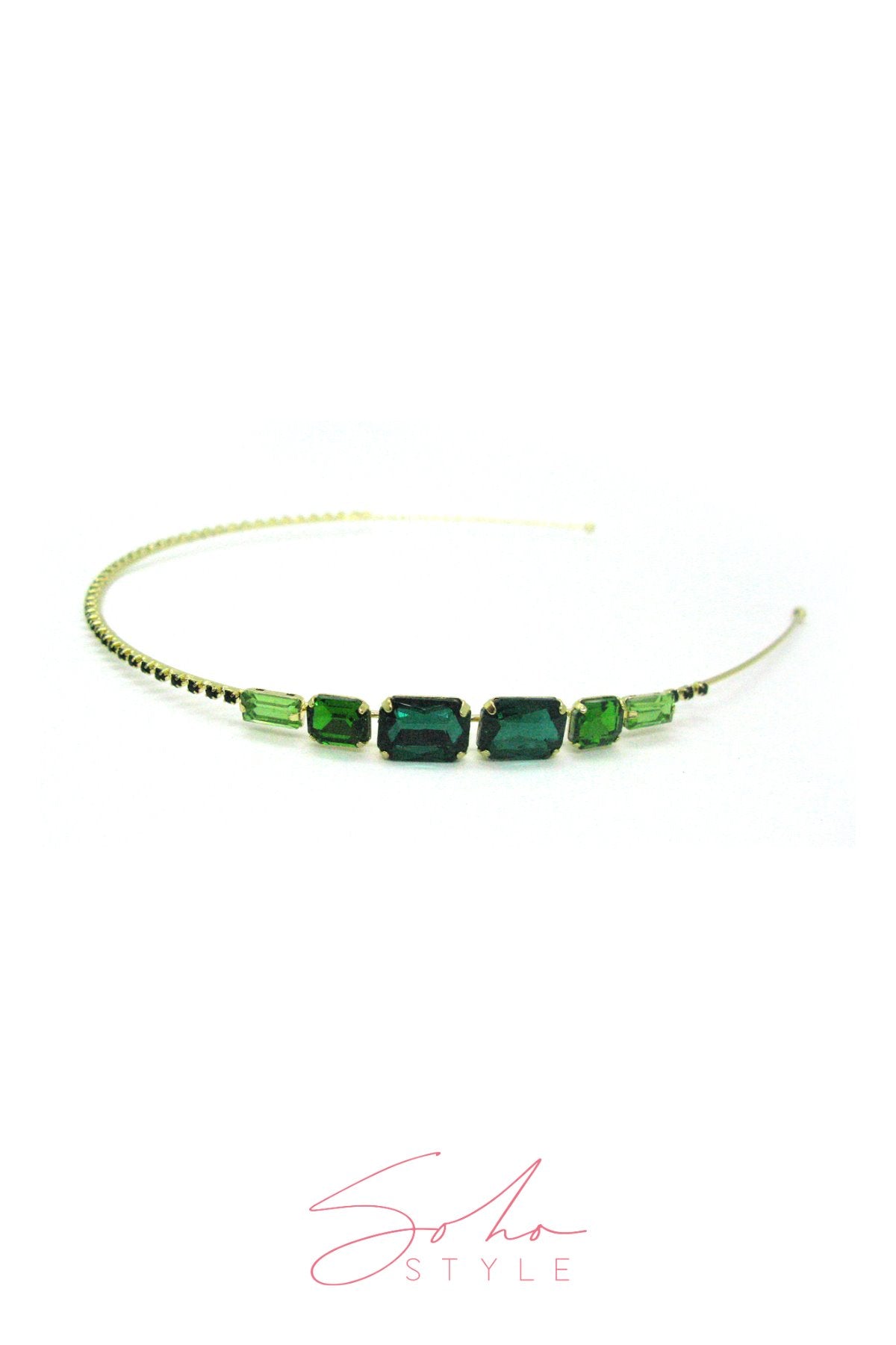 Metal Square Colorful Glass Crystal Decor Headband headband Soho Style