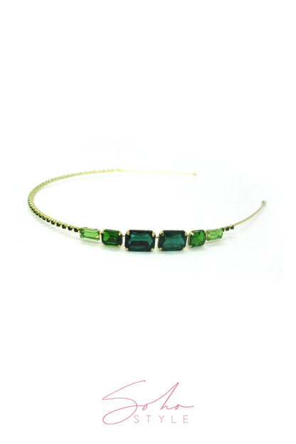Metal Square Colorful Glass Crystal Decor Headband headband Soho Style