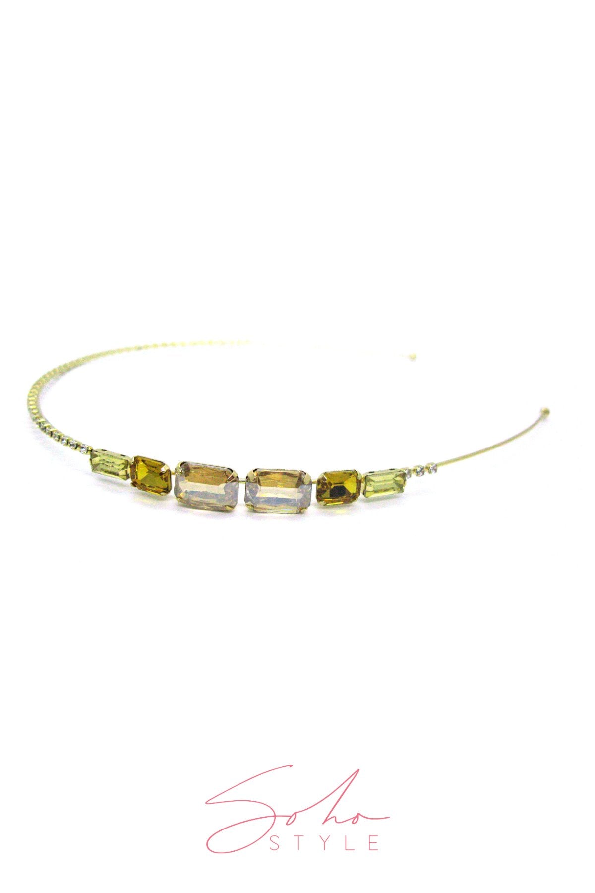 Metal Square Colorful Glass Crystal Decor Headband headband Soho Style