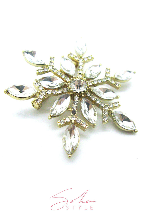 Crystal Stunning Snowflake Brooch Brooch Soho Style