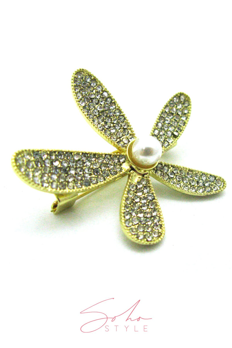 Daisy Flower Crystal Pearl Brooch Brooch Soho Style