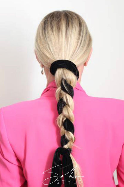 EXTRA LONG VELVET RIBBON SCRUNCHIE Ponytail Holder Soho Style