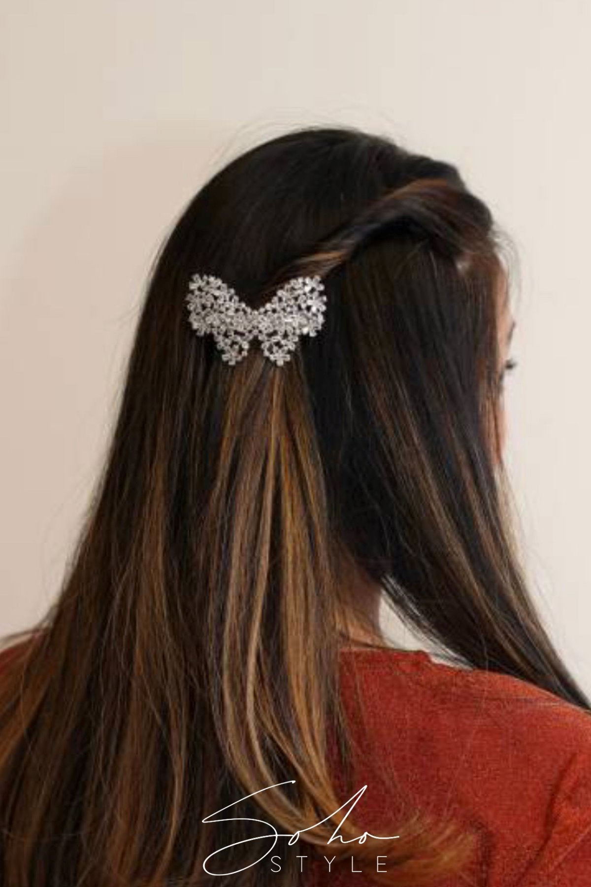 Butterfly Rhinestone Hair Barrette Barrette Soho Style