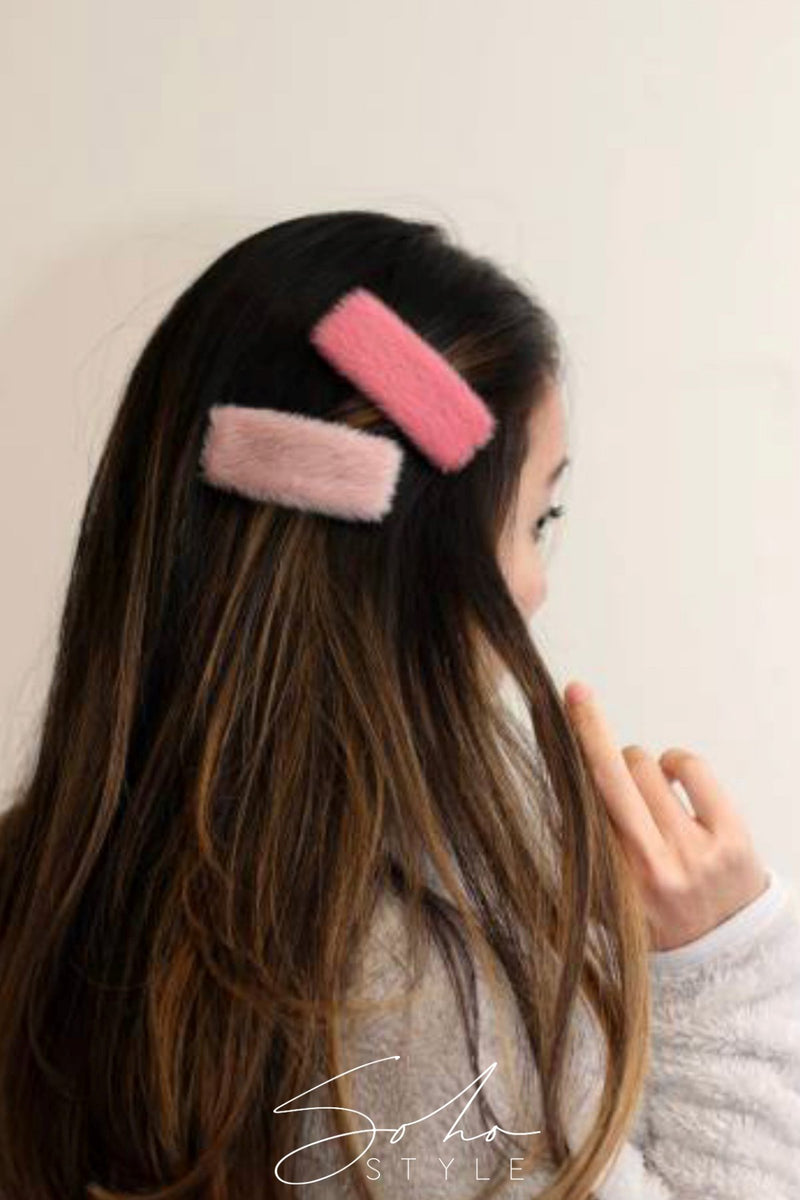 Oversized Fuzzy Rectangle Snap Clip Hair Clip 2020