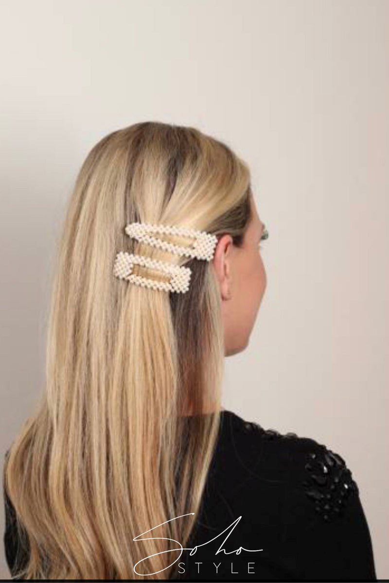 Pearl Square Gold Hair Clip