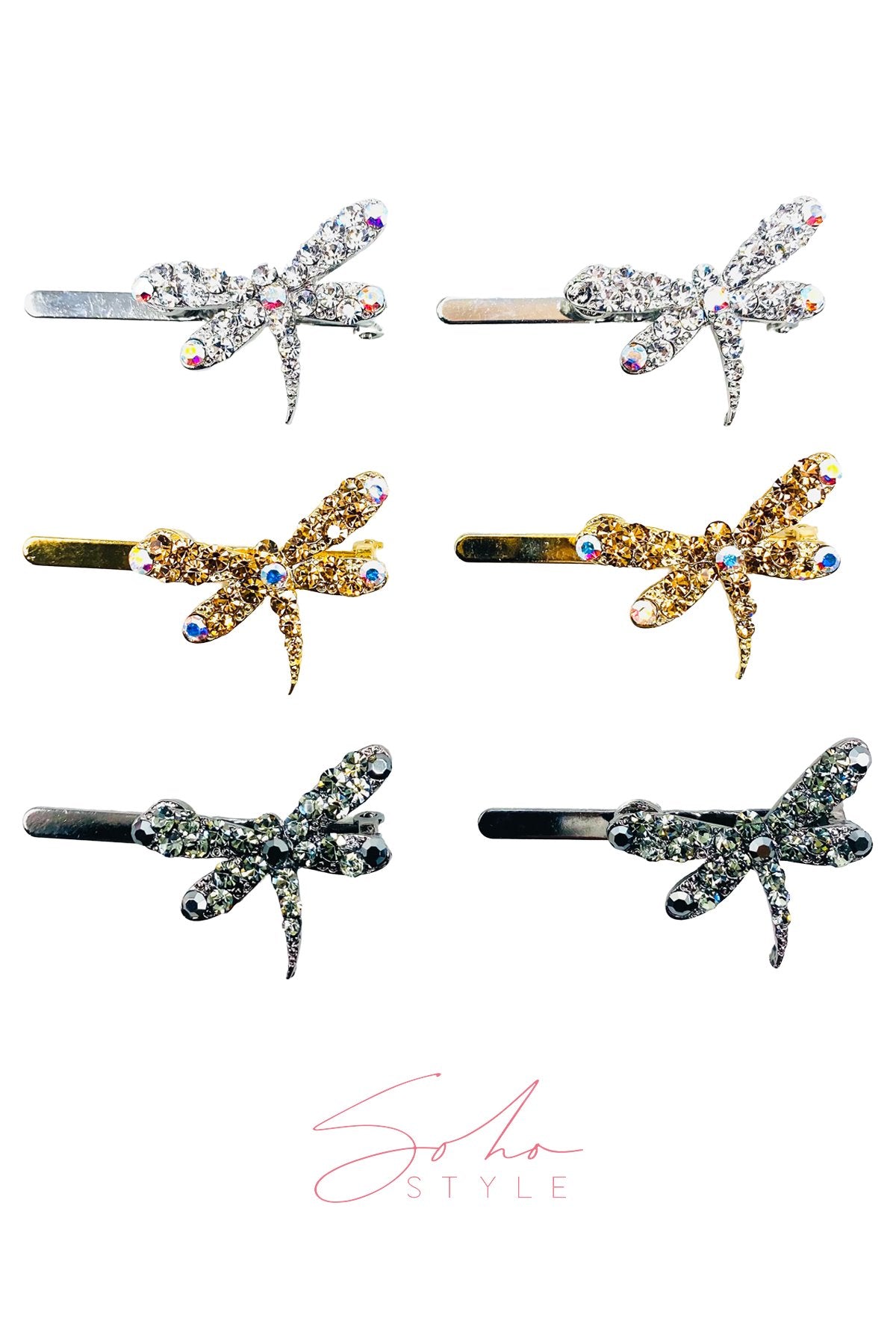 Dragonfly Rhinestone Hair Barrettes Barrette Soho Style