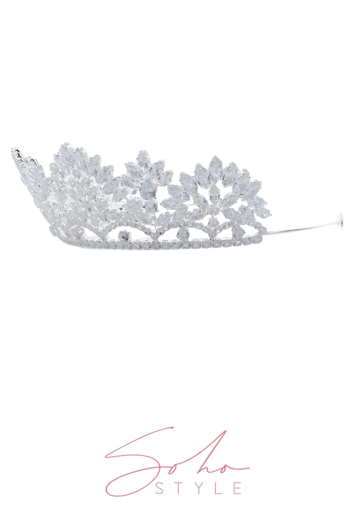 Silver Crystal Tiara Elegant Crown Wedding Soho Style