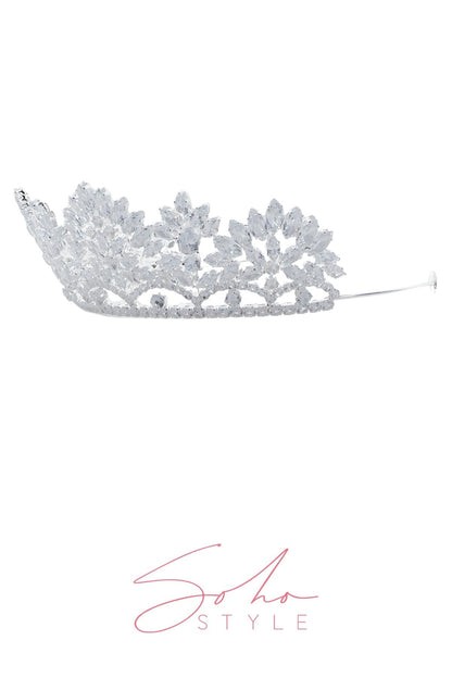 Silver Crystal Tiara Elegant Crown Wedding Soho Style