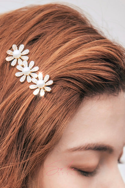 Dandelion pearl flower stone barrettes Barrette Soho Style