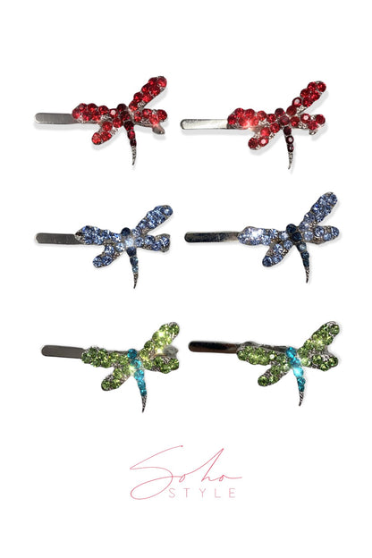 Dragonfly Rhinestone Hair Barrettes Barrette Soho Style