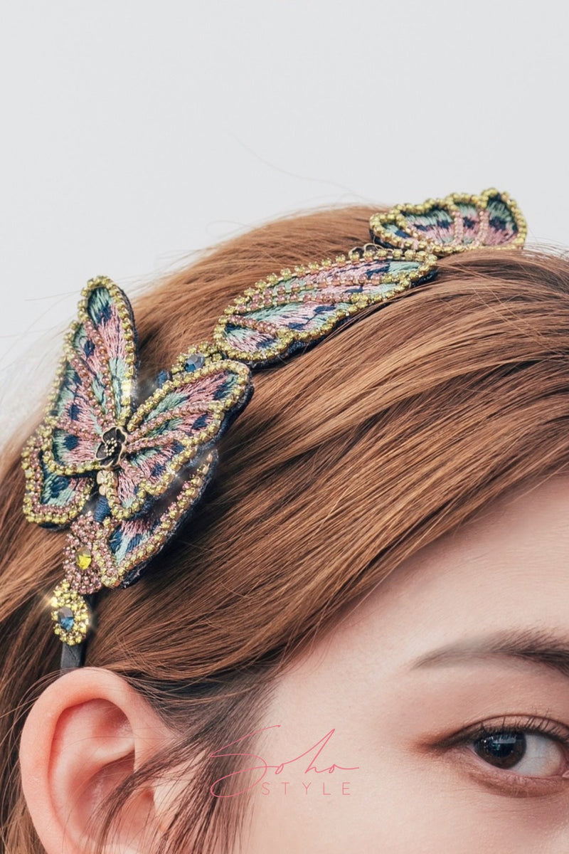 Hand Tie Ruby Stone Butterfly Headband Headband Soho Style
