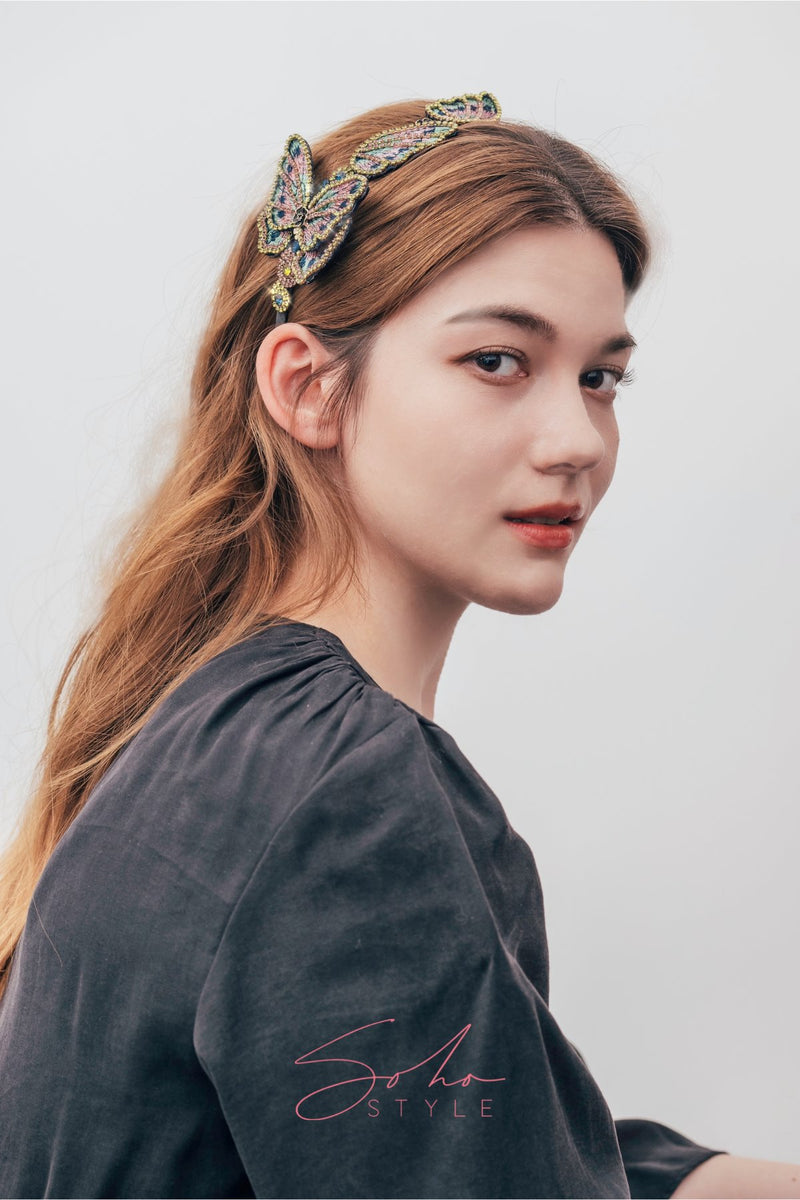 Hand Tie Ruby Stone Butterfly Headband Headband Soho Style