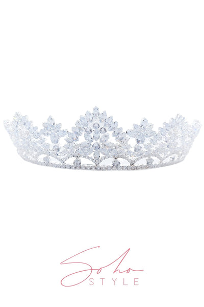 Silver Crystal Tiara Elegant Crown