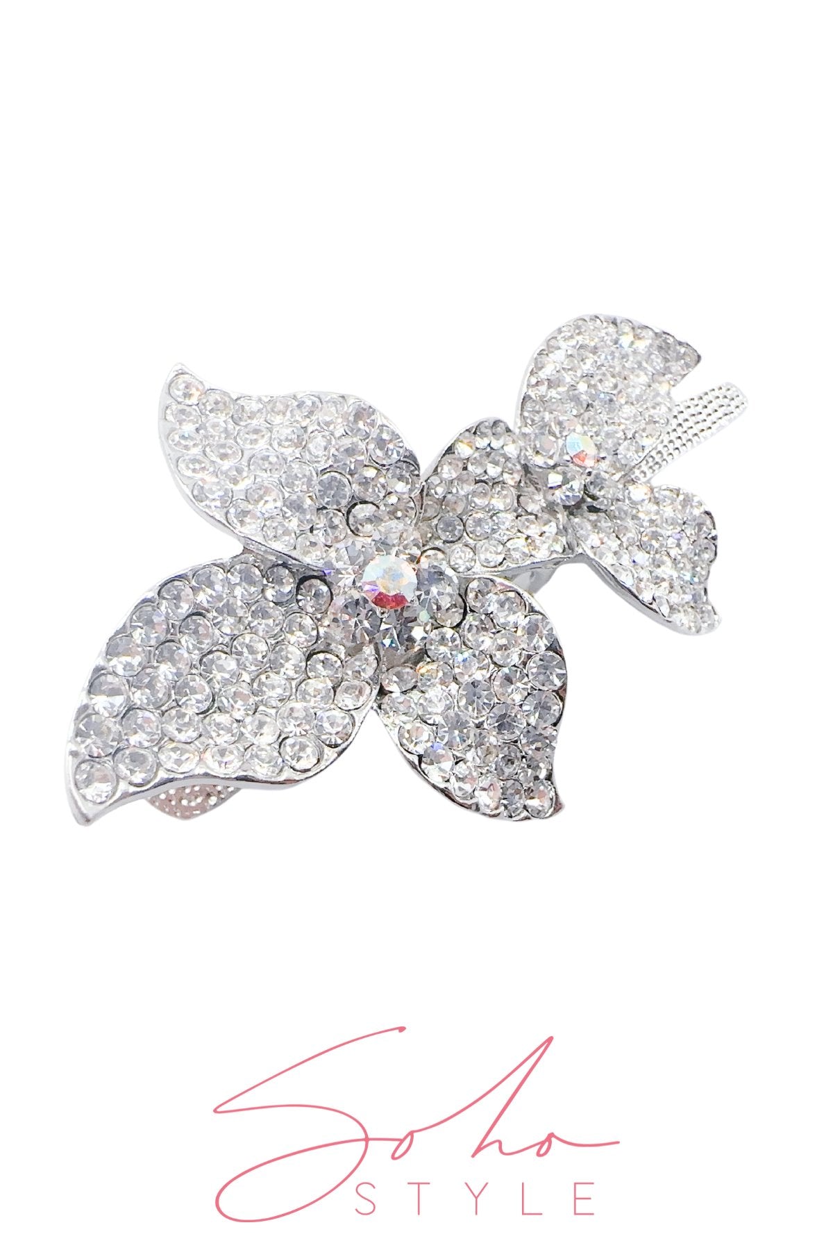 Crystal Sparkle Flower Alligator Metal Hair Clip Hair Clip Soho Style