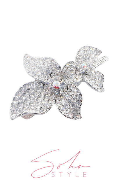 Crystal Sparkle Flower Alligator Metal Hair Clip Hair Clip Soho Style