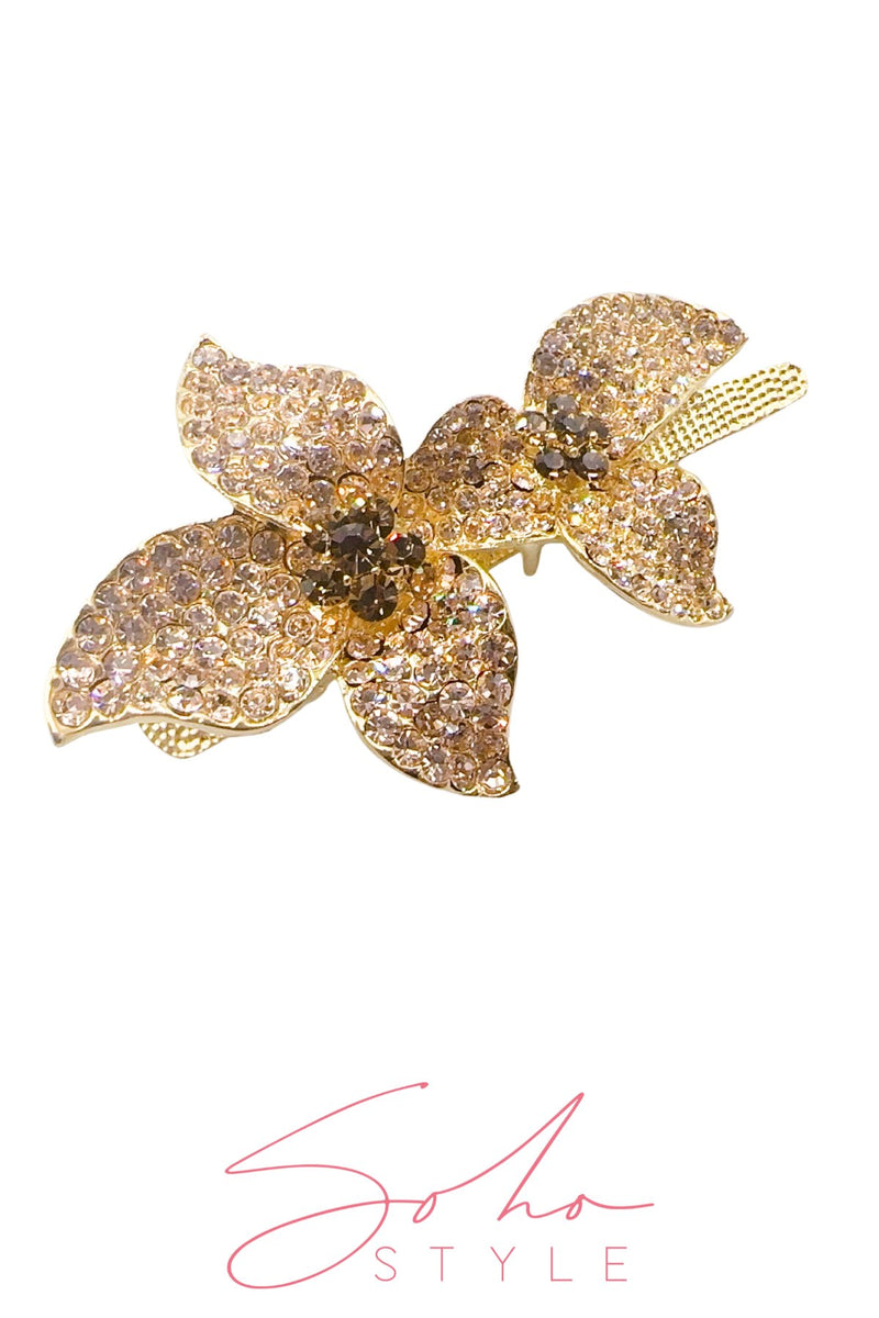 Crystal Sparkle Flower Alligator Metal Hair Clip Hair Clip Soho Style
