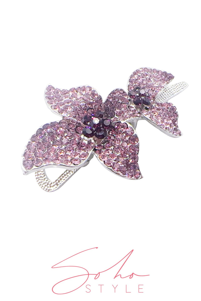Crystal Sparkle Flower Alligator Metal Hair Clip Hair Clip Soho Style