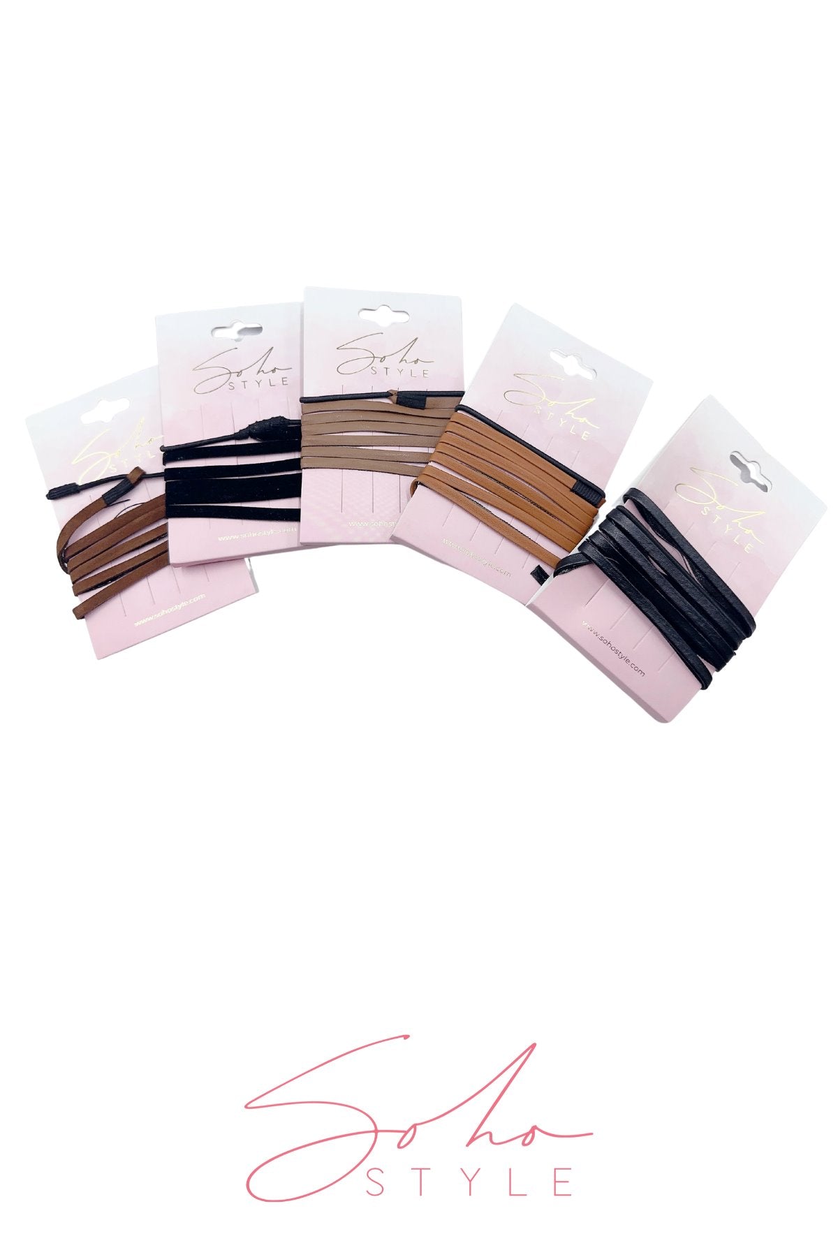 [SALE] Set of 5 Leather Suede hair ties Ponytail Holder 2020