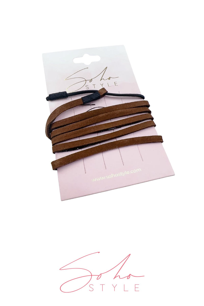 [SALE] Set of 5 Leather Suede hair ties Ponytail Holder 2020
