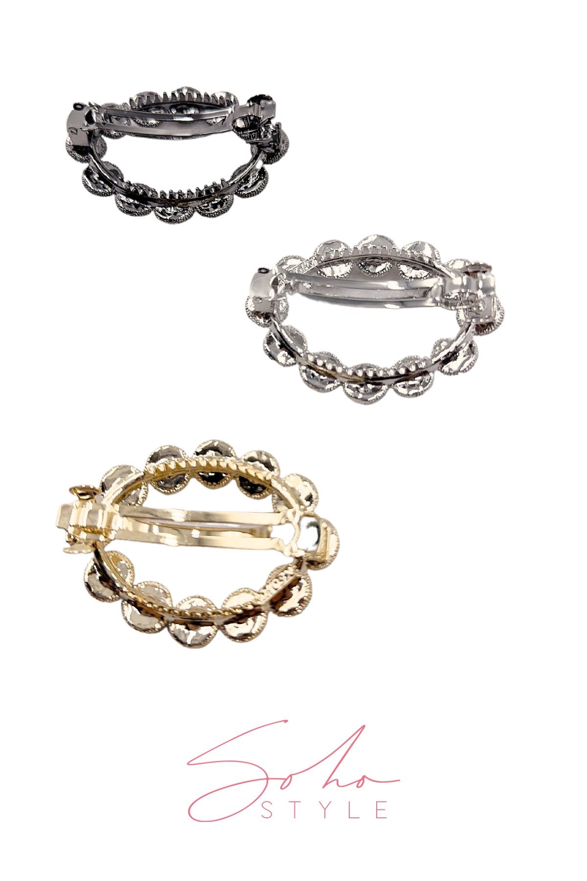 STUNNING OVAL SHAPED CRYSTAL RHINESTONE BARRETTE Barrette Soho Style