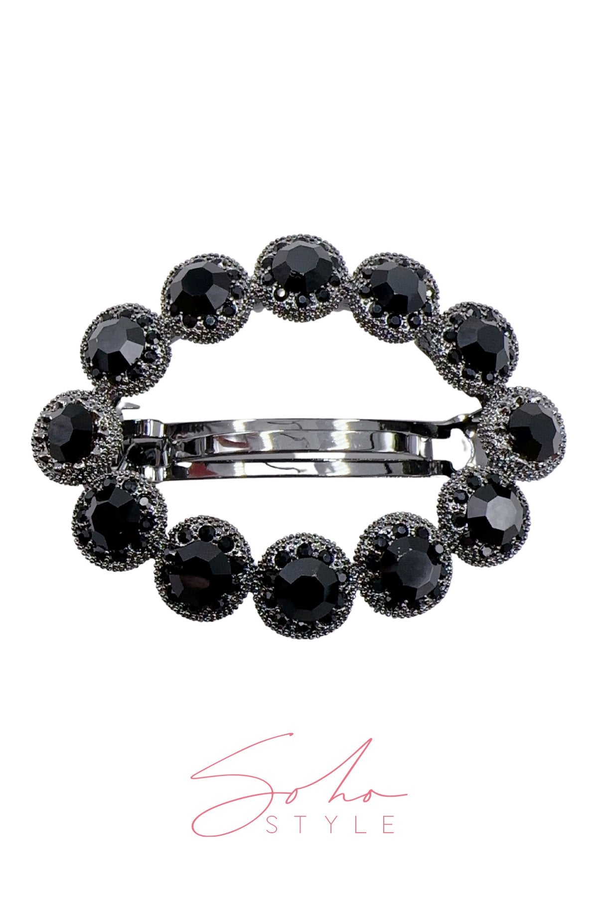 STUNNING OVAL SHAPED CRYSTAL RHINESTONE BARRETTE Barrette Soho Style