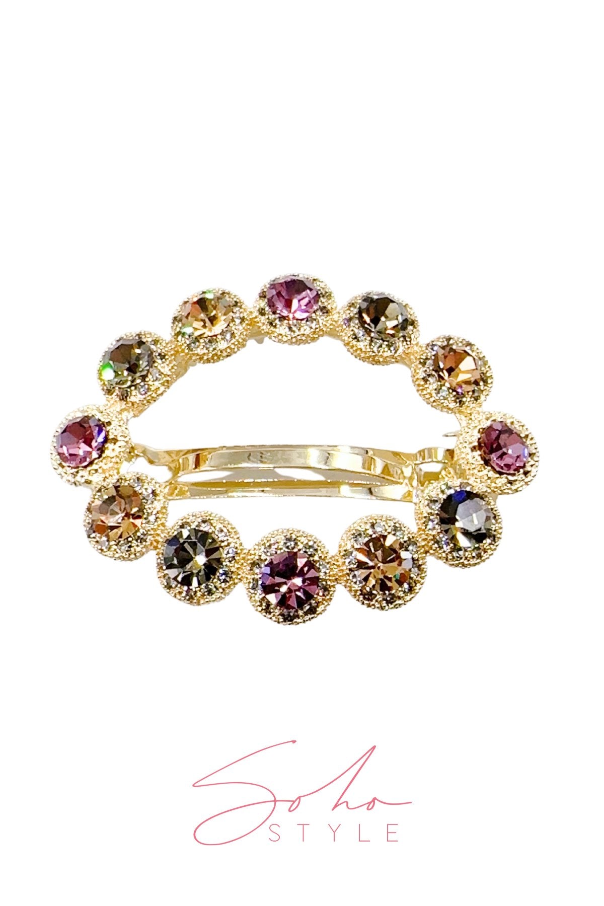 STUNNING OVAL SHAPED CRYSTAL RHINESTONE BARRETTE Barrette Soho Style
