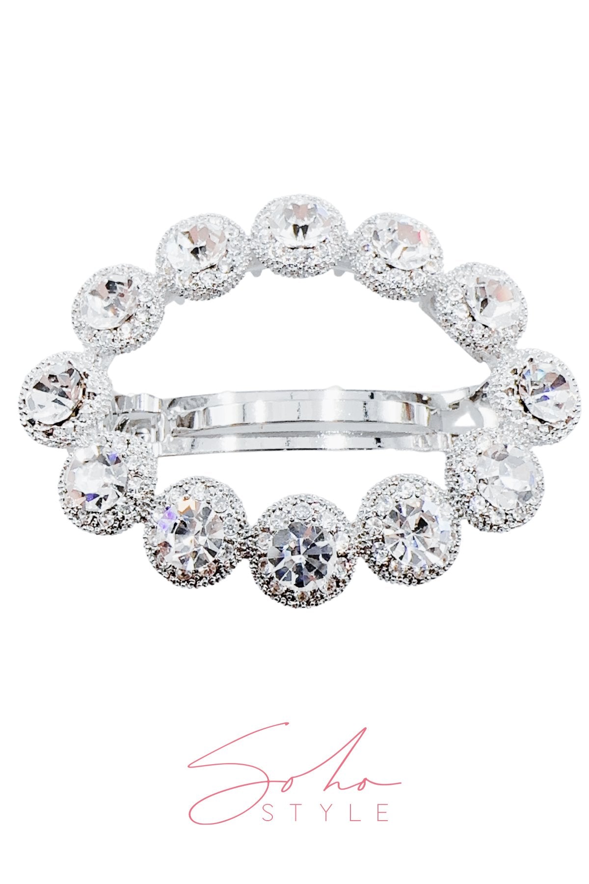 STUNNING OVAL SHAPED CRYSTAL RHINESTONE BARRETTE Barrette Soho Style