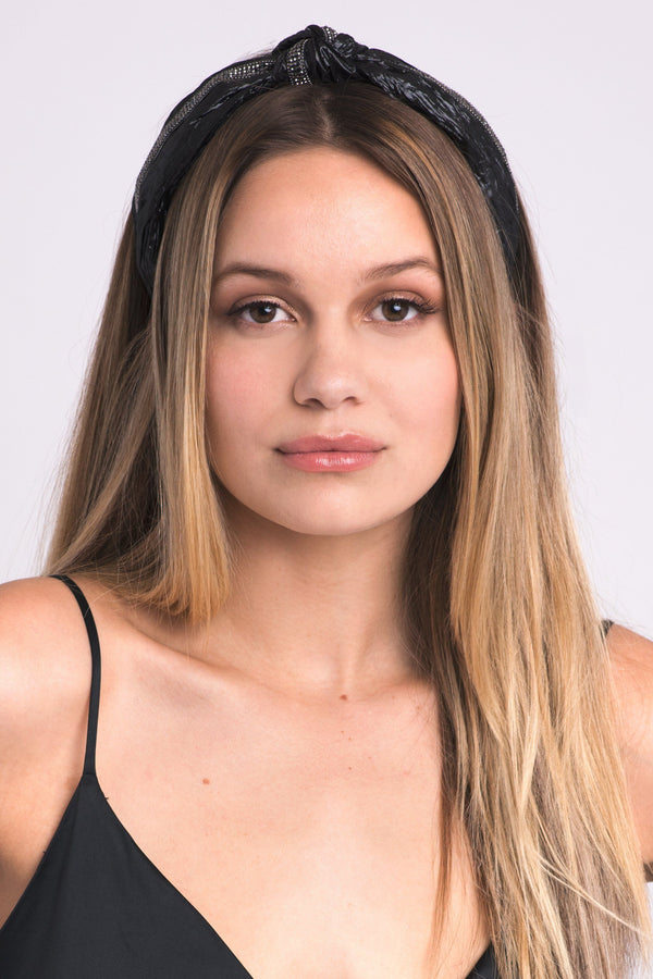 Vegan Leather and Rhinestone Black Headband Headband Soho Style