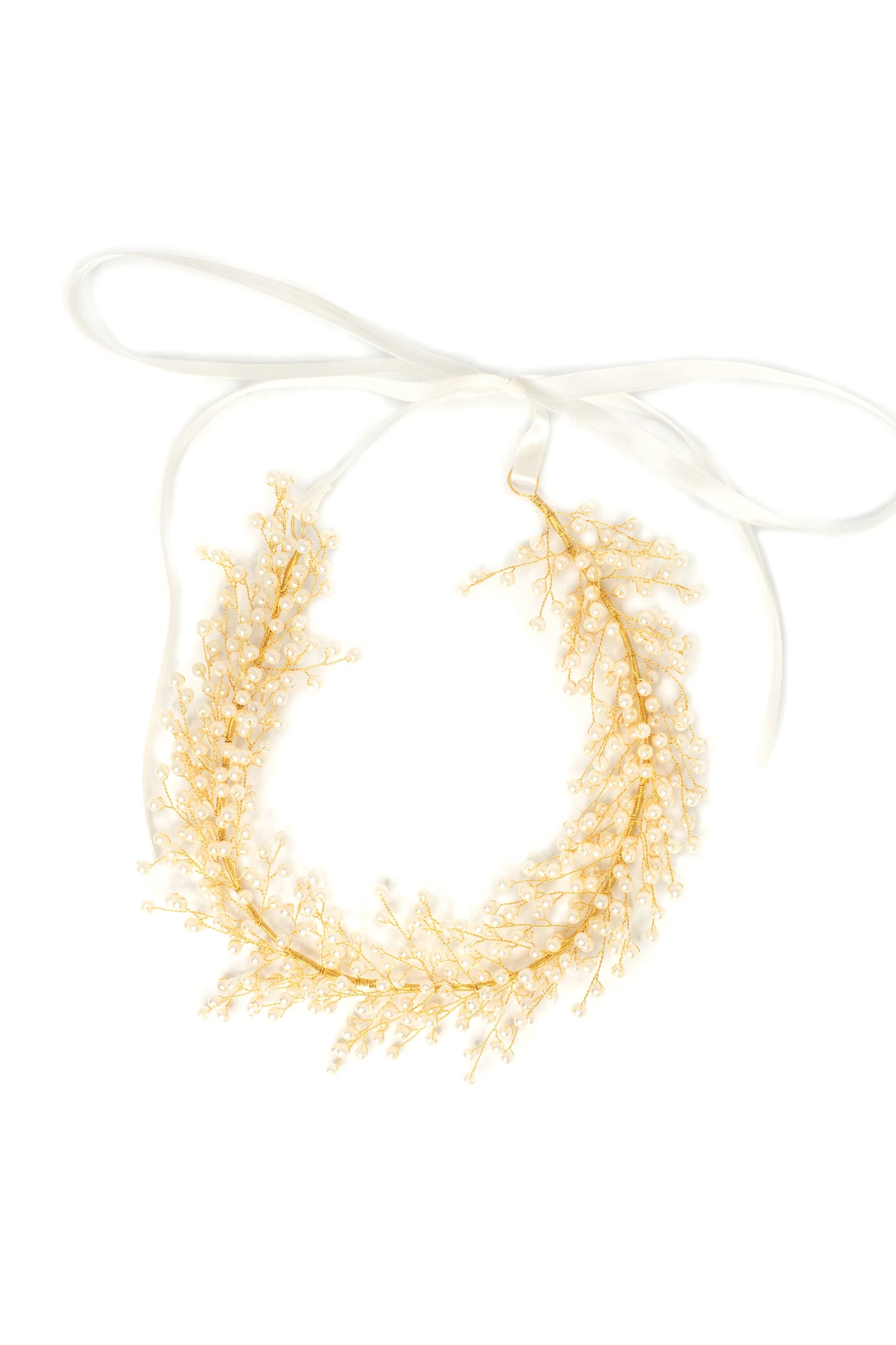 Golden Baby's Breath Floral Hair Crown Wedding Soho Style