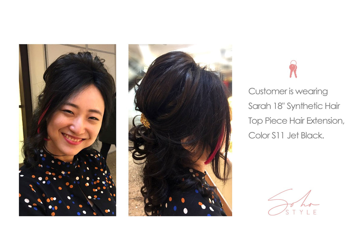 Sarah - 18'' Synthetic Hair Top Piece Hair Extension Hair Extension Soho Style