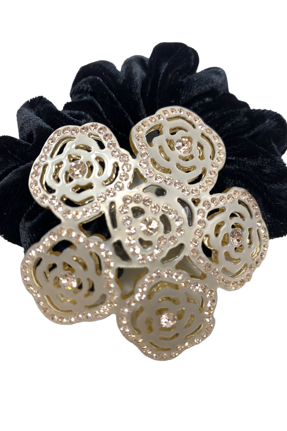 Roses Trudy Crystal Velvet Scrunchy Ponytail Holder Soho Style