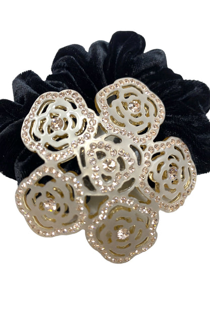 Roses Trudy Crystal Velvet Scrunchy Ponytail Holder Soho Style