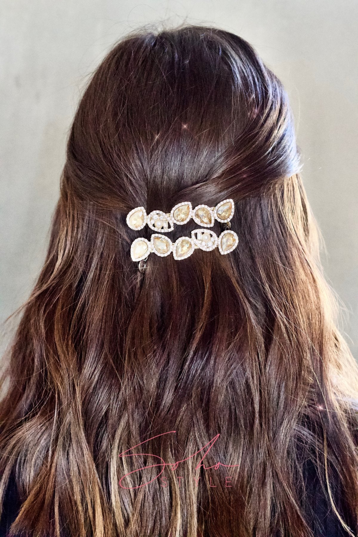 Almond Ruby Pearl Rhinestone Barrette Barrette Soho Style