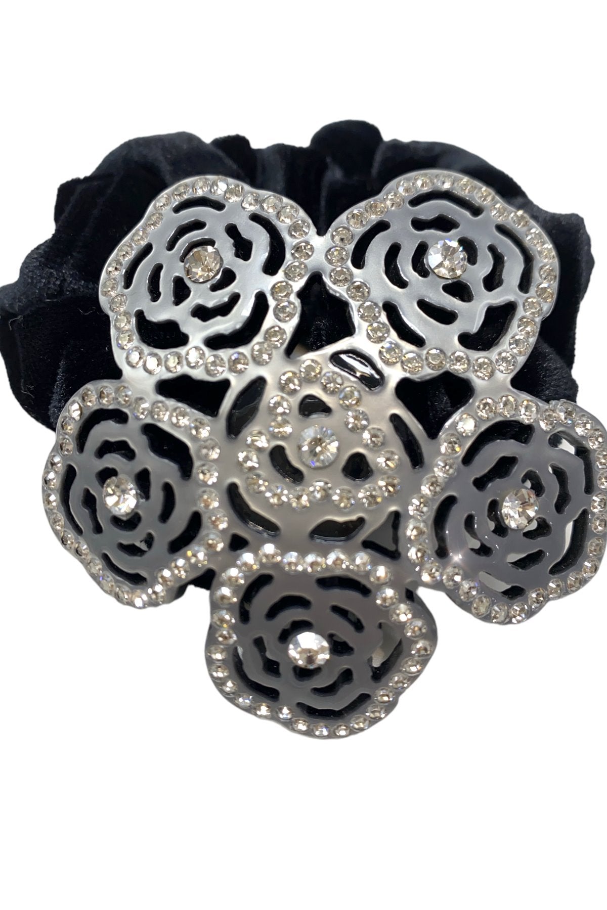 Roses Trudy Crystal Velvet Scrunchy Ponytail Holder Soho Style