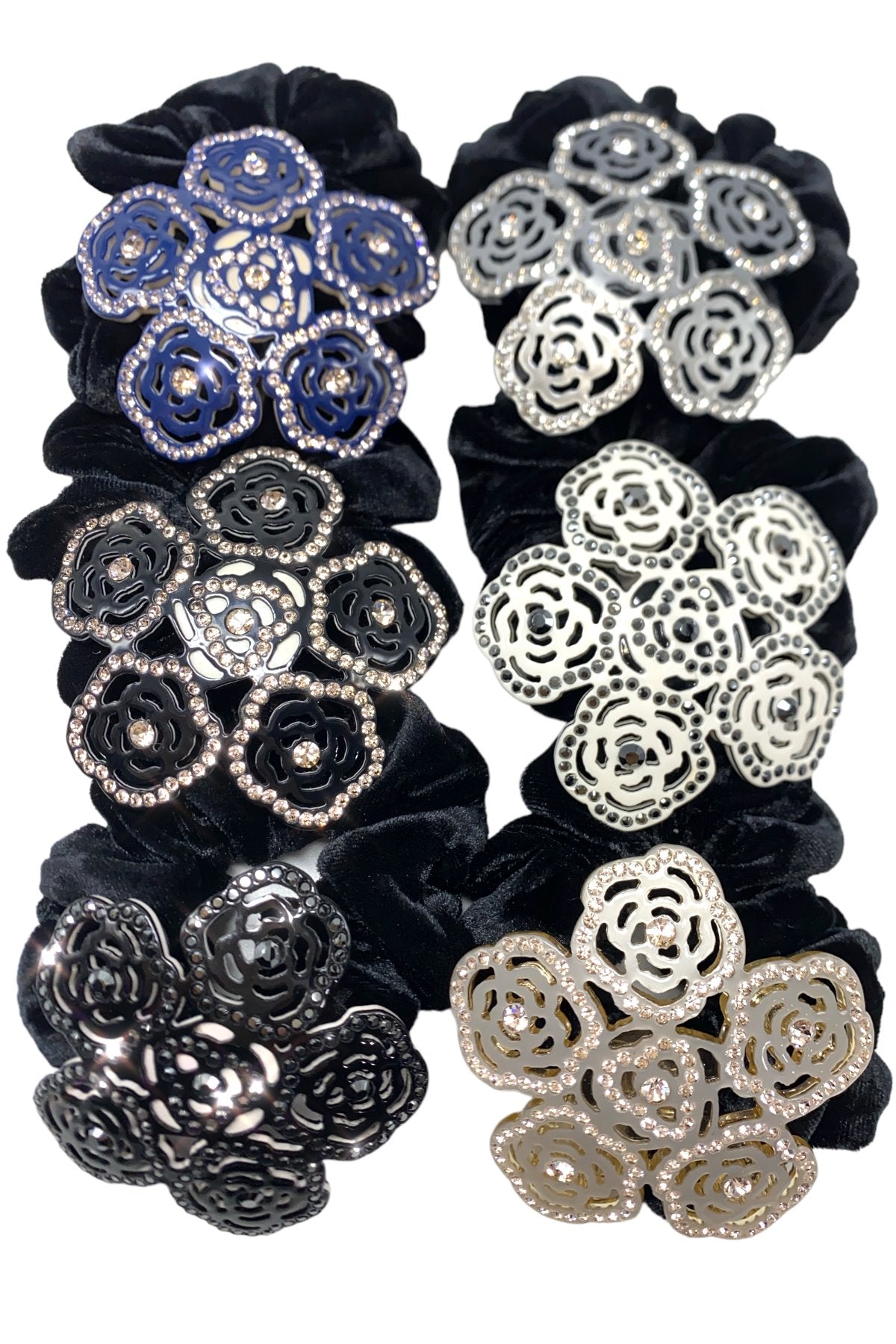 Roses Trudy Crystal Velvet Scrunchy Ponytail Holder Soho Style