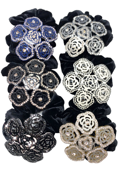 Roses Trudy Crystal Velvet Scrunchy Ponytail Holder Soho Style