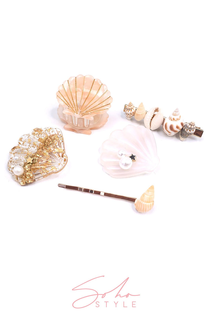 Seashell Jaw and Conch Bobby Pin Set Hair Accessorie Soho Style
