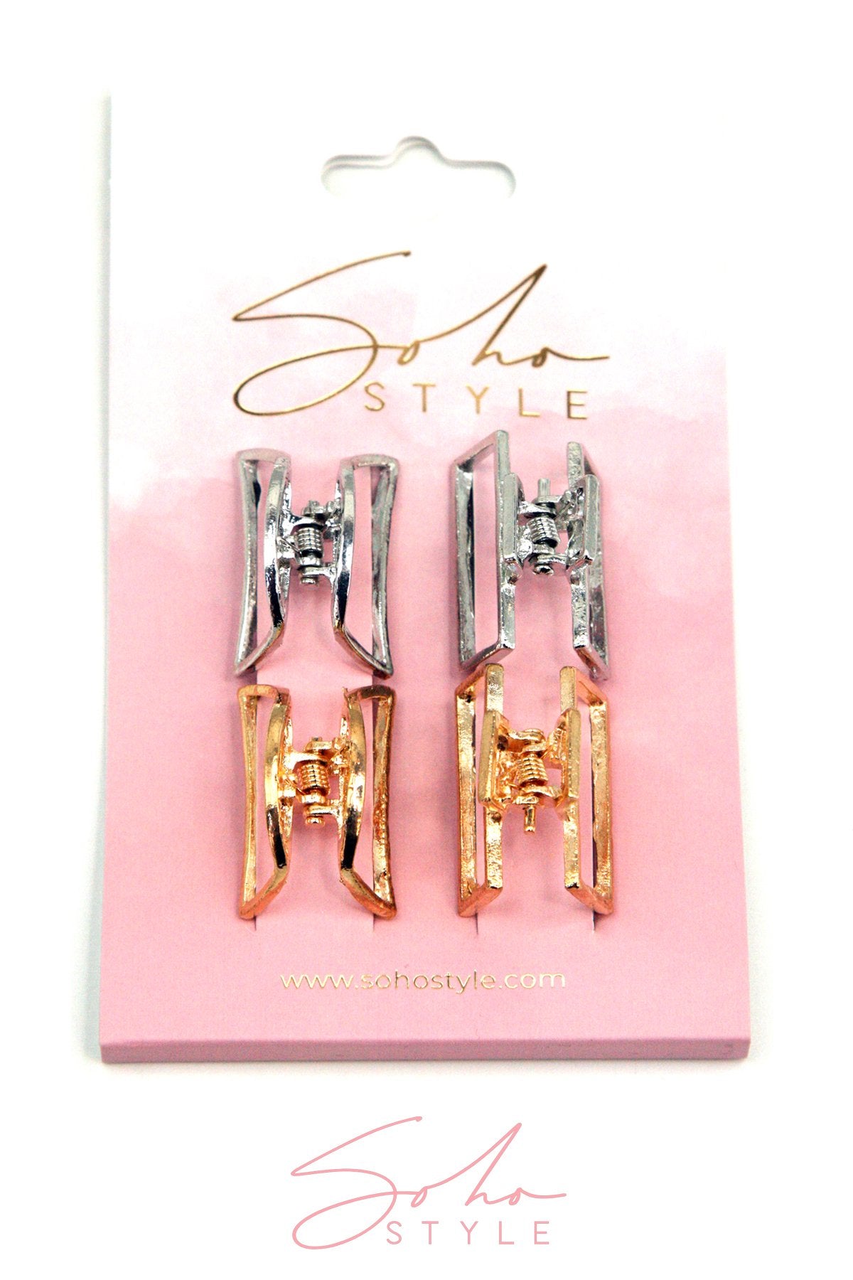 Modern Metal Rectangular Hair Jaw & Mini Metal Moon Hair Jaw Set Hair Accessorie Soho Style