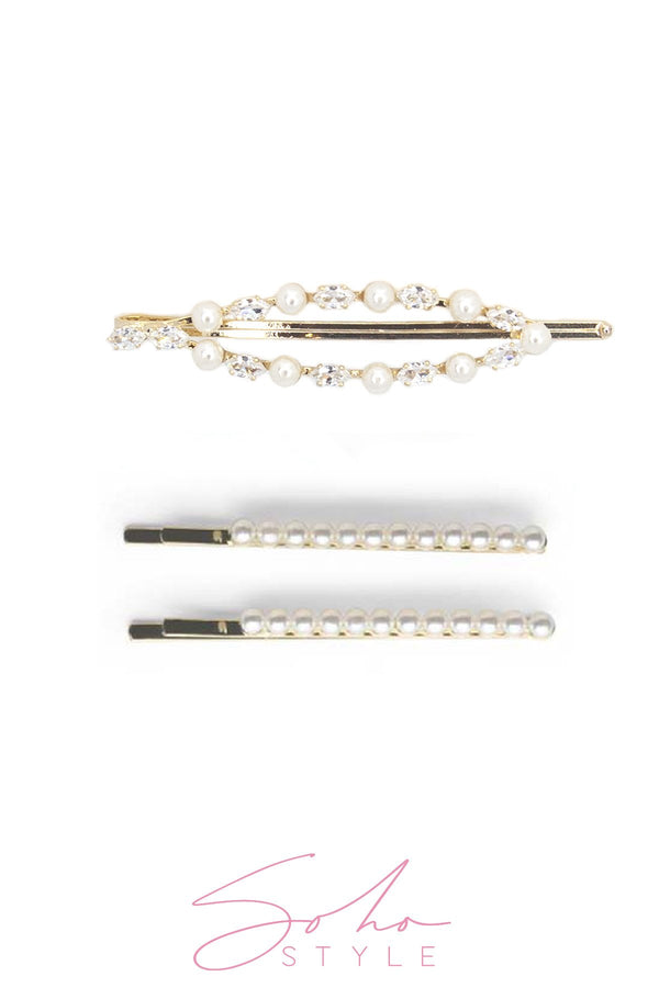 Pearl Pop Mini Bobby Pin & Mother of Pearl Bobby Pin Set Hair Accessorie Soho Style