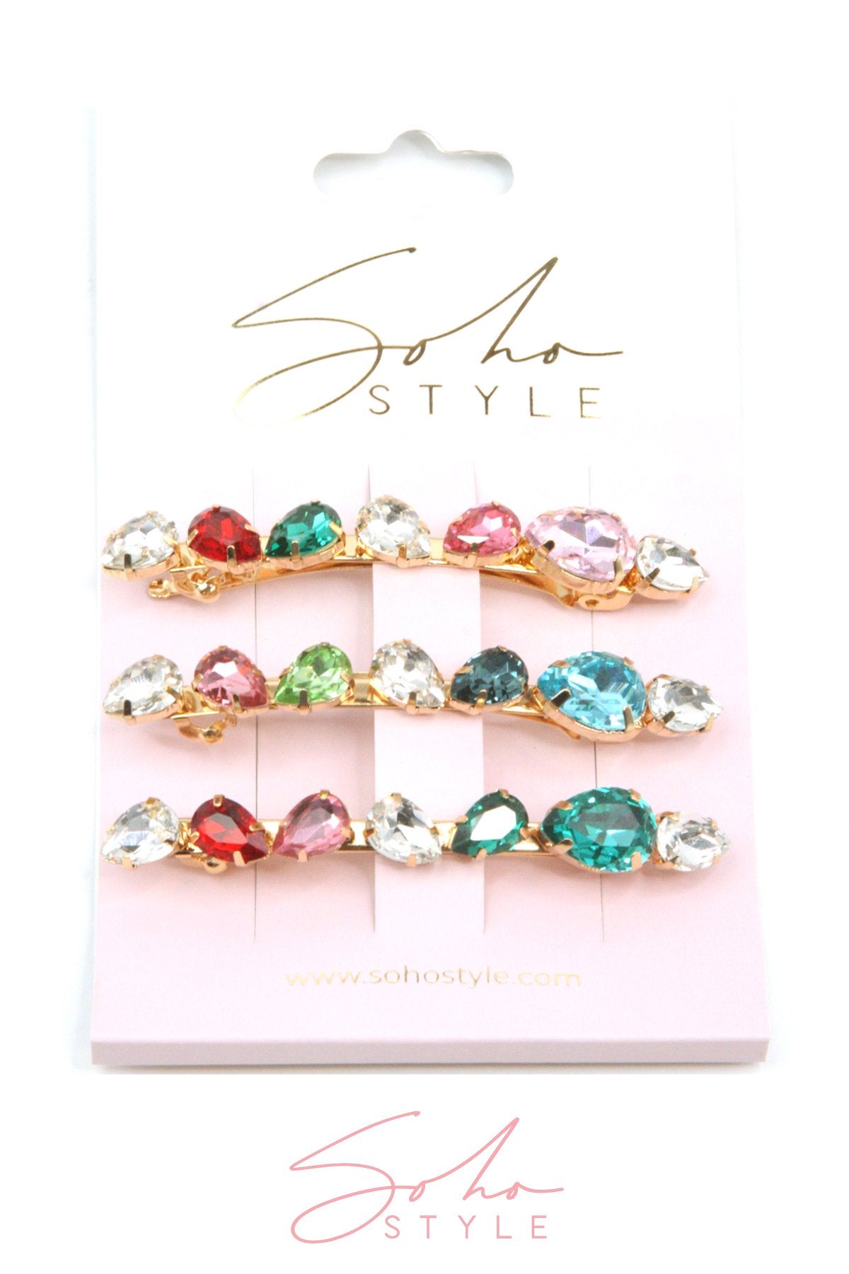 Soho Style Multi-Colored Bejeweled Barrette set Hair Accessorie Soho Style